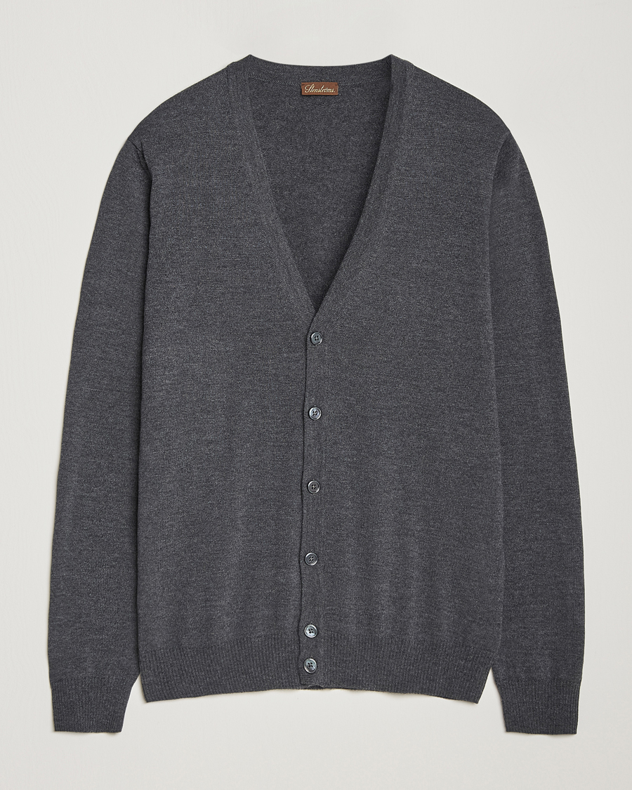 Herr | Tröjor | Stenströms | Merino Cardigan Dark Grey