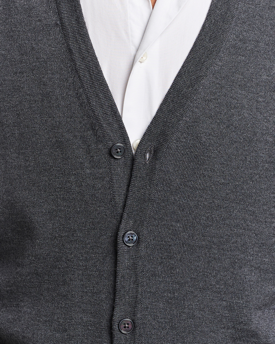Herr | Tröjor | Stenströms | Merino Cardigan Dark Grey