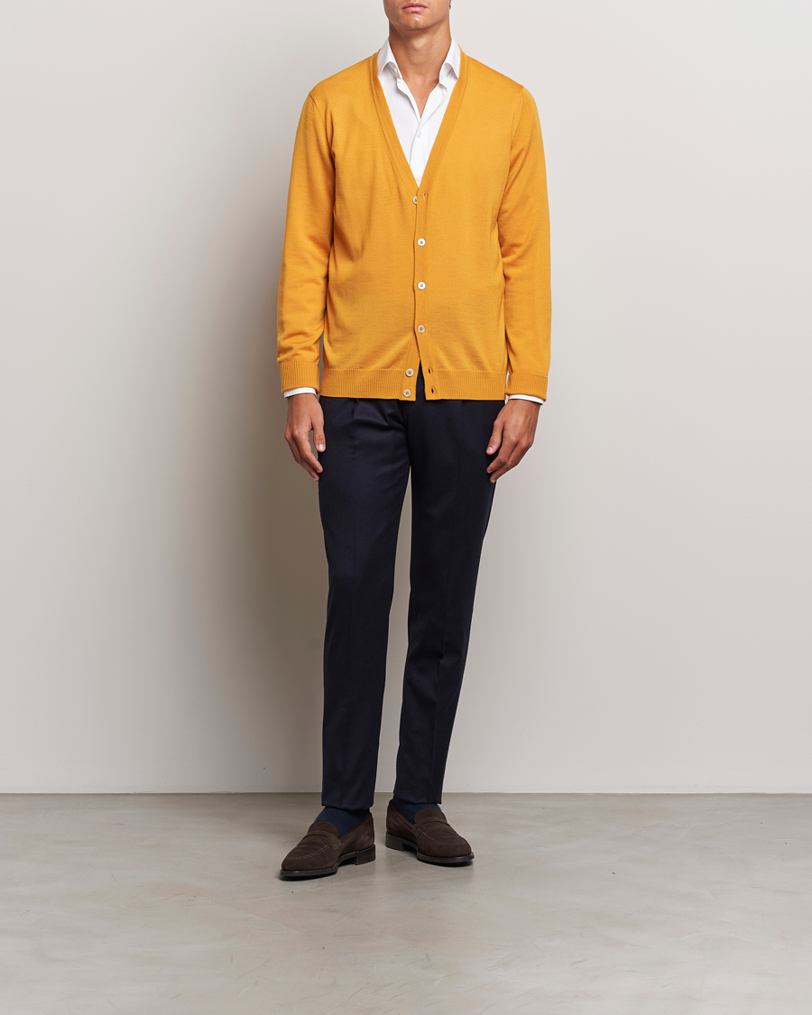 Herr | Tröjor | Stenströms | Merino Cardigan Yellow