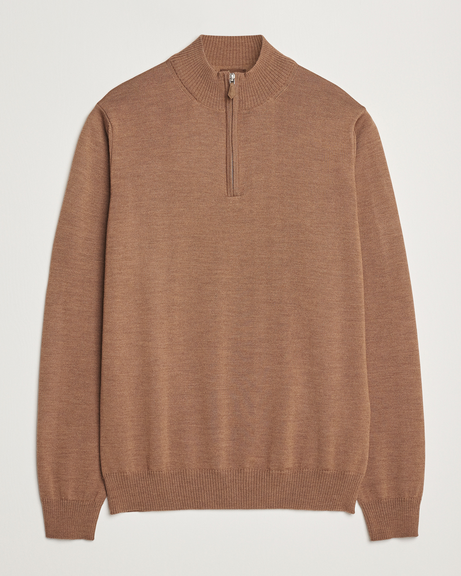 Herr | Tröjor | Stenströms | Merino Half Zip Brown