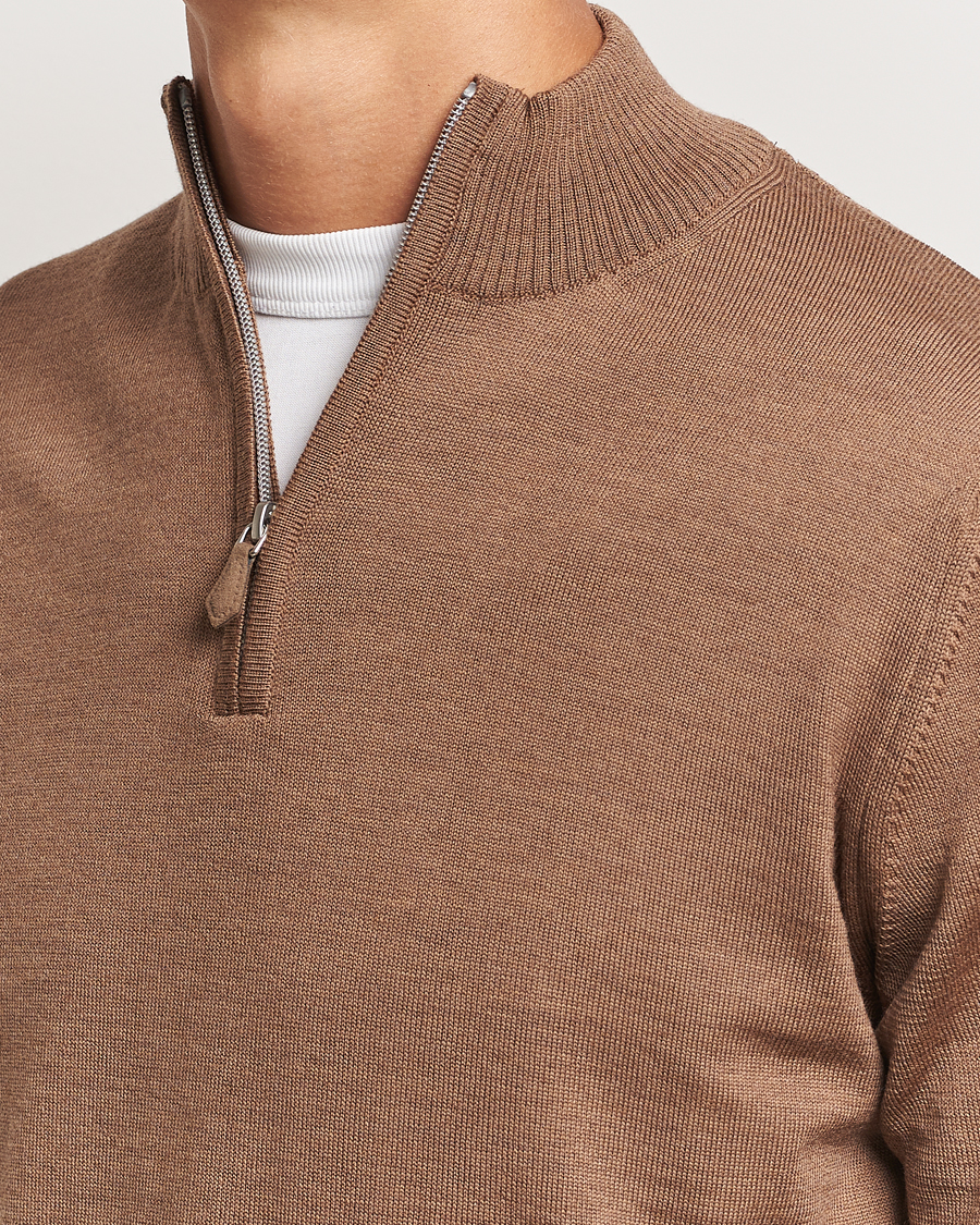 Herr | Tröjor | Stenströms | Merino Half Zip Brown