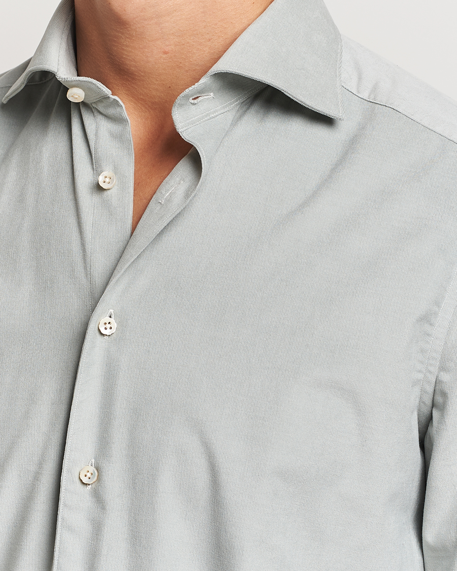 Herr | Skjortor | Stenströms | 1899 Velvet Baby Corduroy Shirt Soft Green