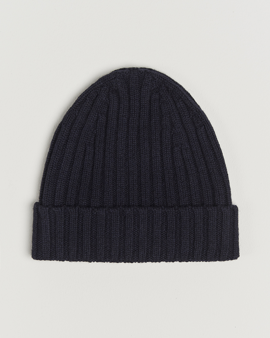 Herr | Stenströms Ribbed Cotton/Cashmere Hat Navy | Stenströms | Ribbed Cotton/Cashmere Hat Navy