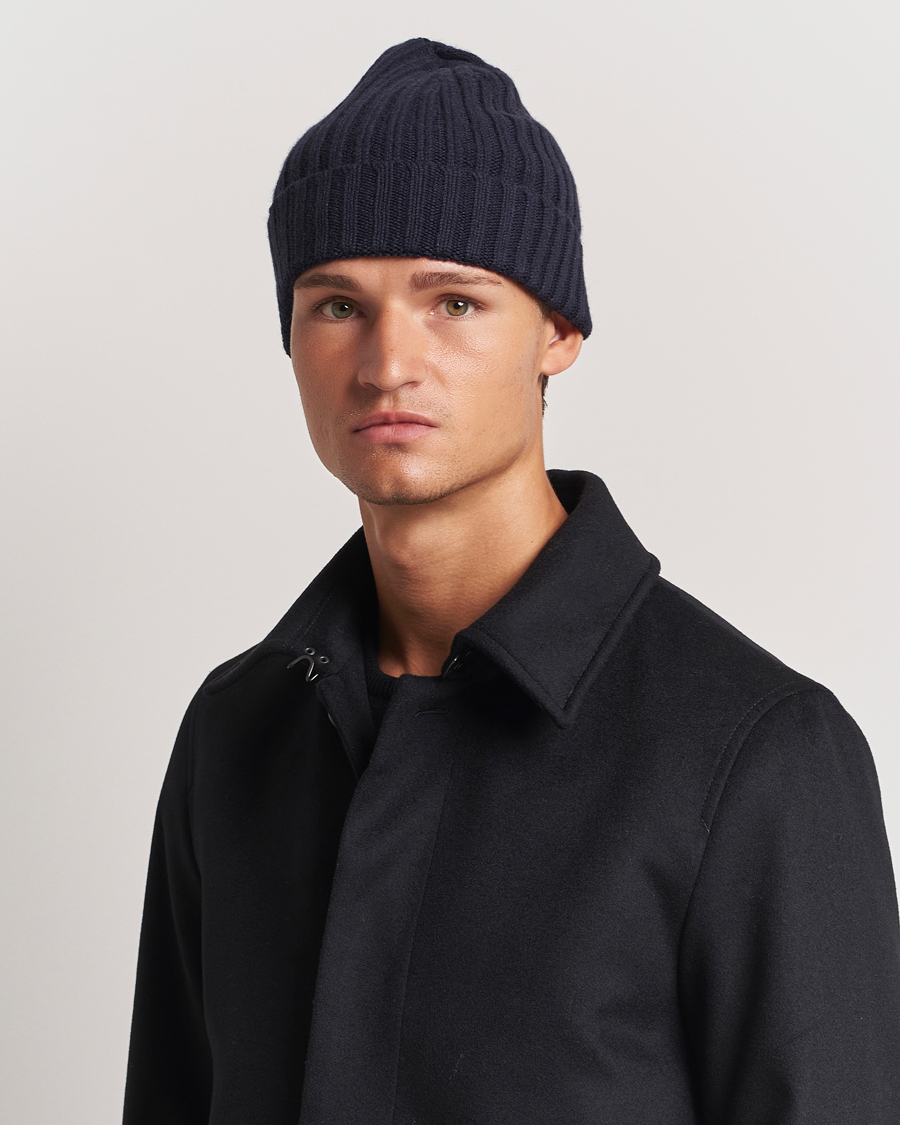 Herr | Stenströms Ribbed Cotton/Cashmere Hat Navy | Stenströms | Ribbed Cotton/Cashmere Hat Navy
