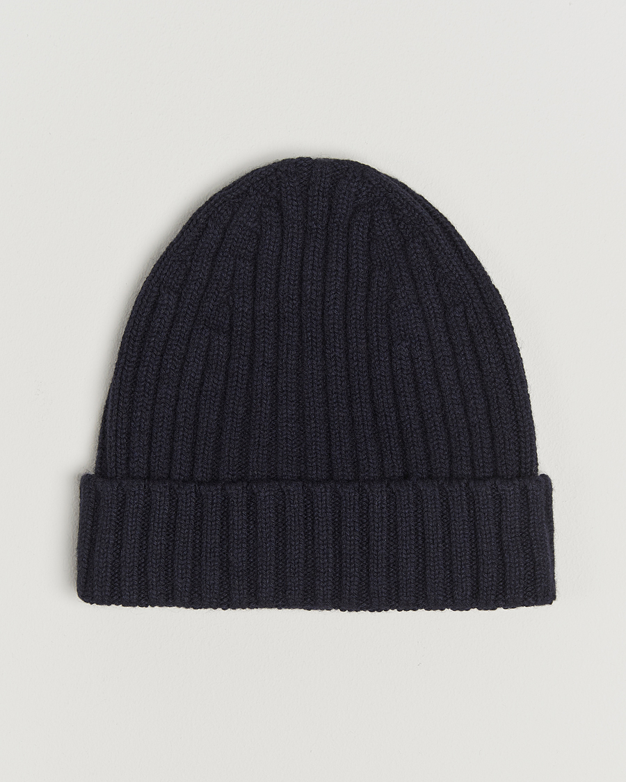 Herr | Stenströms Ribbed Cotton/Cashmere Hat Navy | Stenströms | Ribbed Cotton/Cashmere Hat Navy