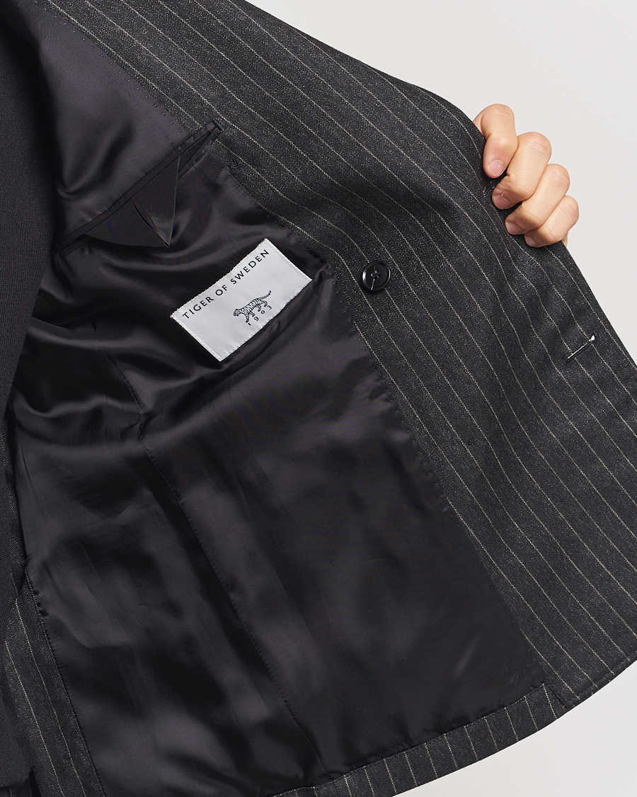 Herr | Kavajer | Tiger of Sweden | Jeen Pinstriped Double Breasted Blazer Charcoal