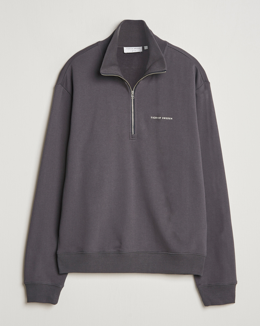 Herr | Tröjor | Tiger of Sweden | Marlon Half Zip Sweatshirt Charcoal