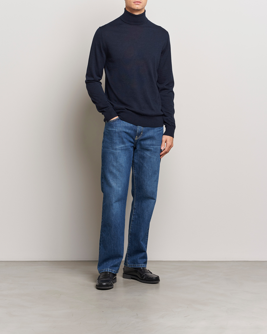 Herr | Tröjor | Tiger of Sweden | Nevile Extra Fine Merino Polo Light Ink