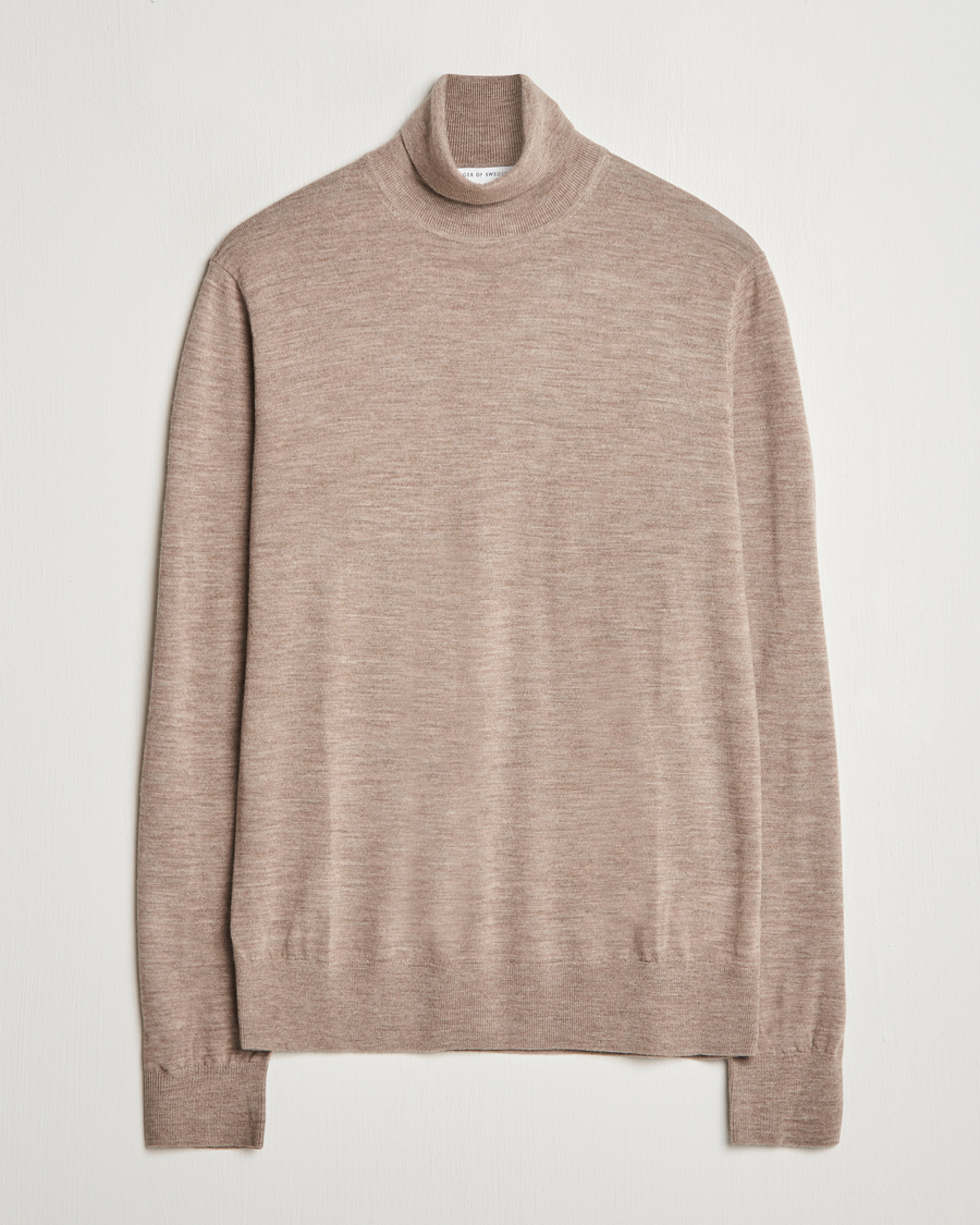 Herr | Tröjor | Tiger of Sweden | Nevile Extra Fine Merino Polo Beige Melange