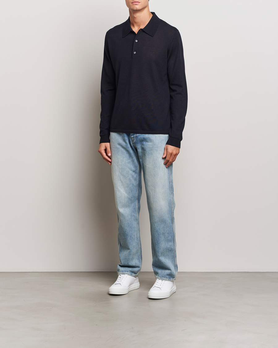 Herr | Tröjor | Tiger of Sweden | Eross Extra Fine Merino Poloshirt Light Ink