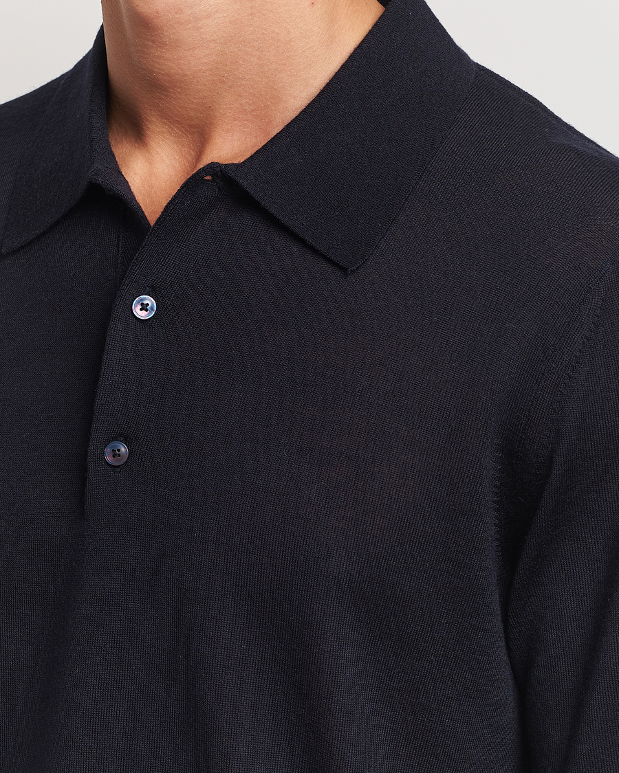 Herr | Tröjor | Tiger of Sweden | Eross Extra Fine Merino Poloshirt Light Ink