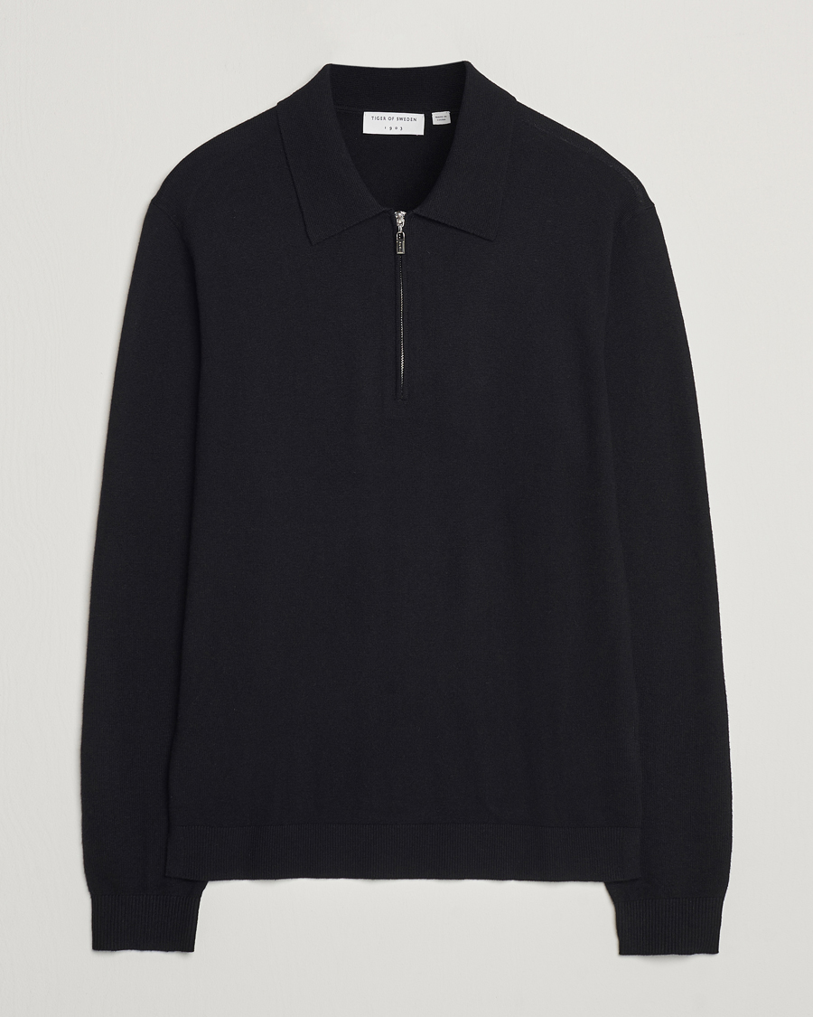 Herr | Tröjor | Tiger of Sweden | Orbit Wool/Cotton Half Zip Black