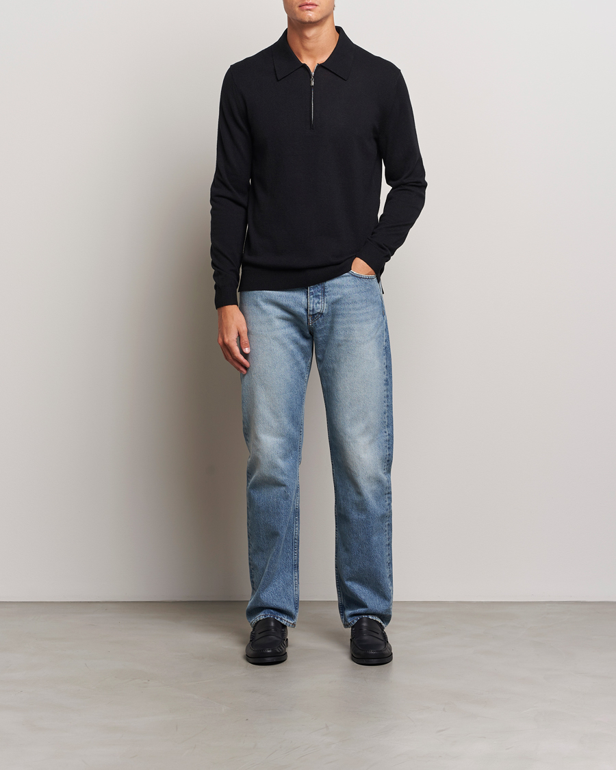 Herr | Tröjor | Tiger of Sweden | Orbit Wool/Cotton Half Zip Black