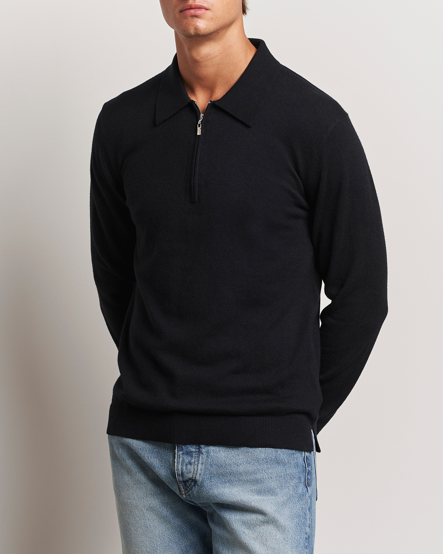 Herr | Tröjor | Tiger of Sweden | Orbit Wool/Cotton Half Zip Black