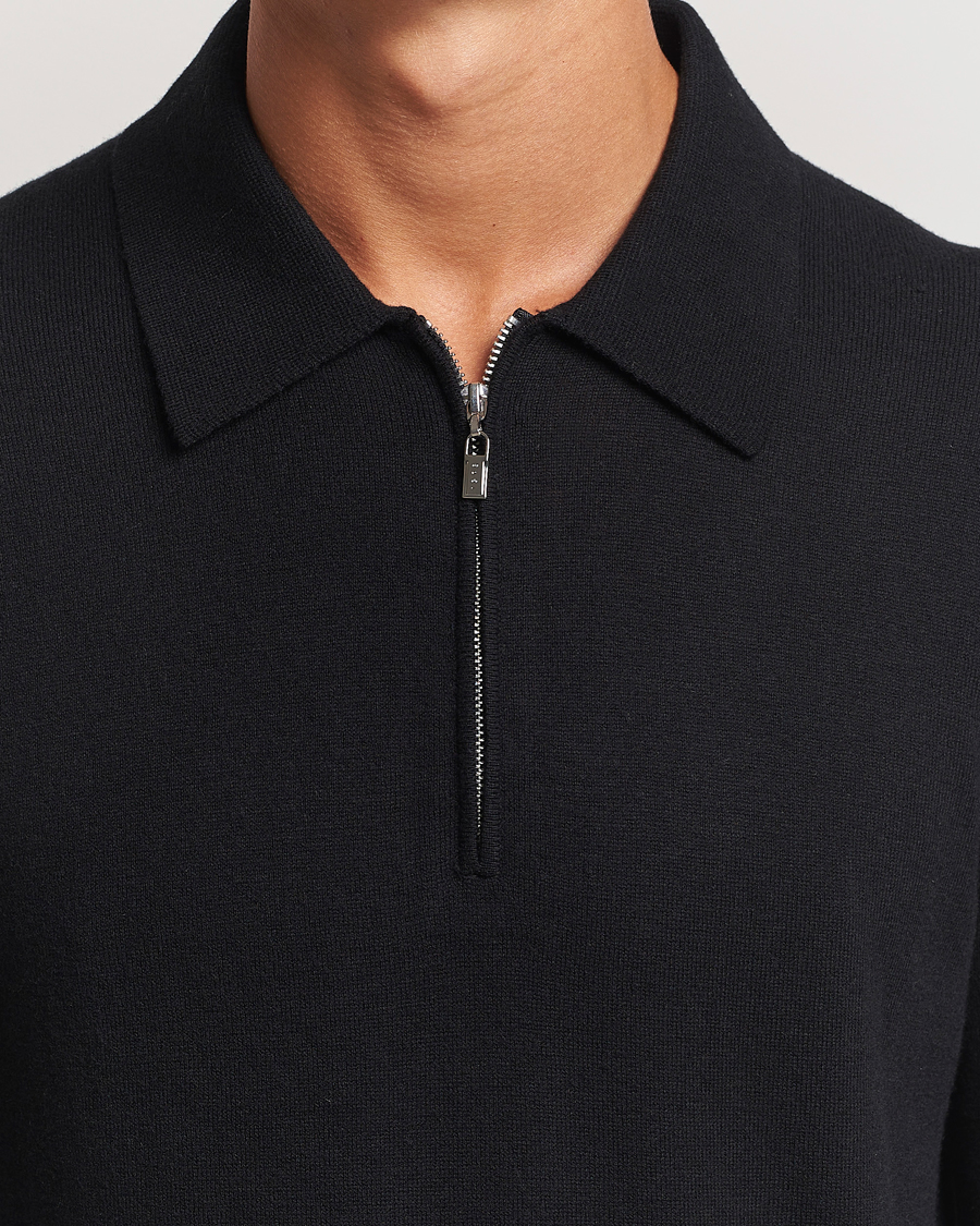 Herr | Tröjor | Tiger of Sweden | Orbit Wool/Cotton Half Zip Black