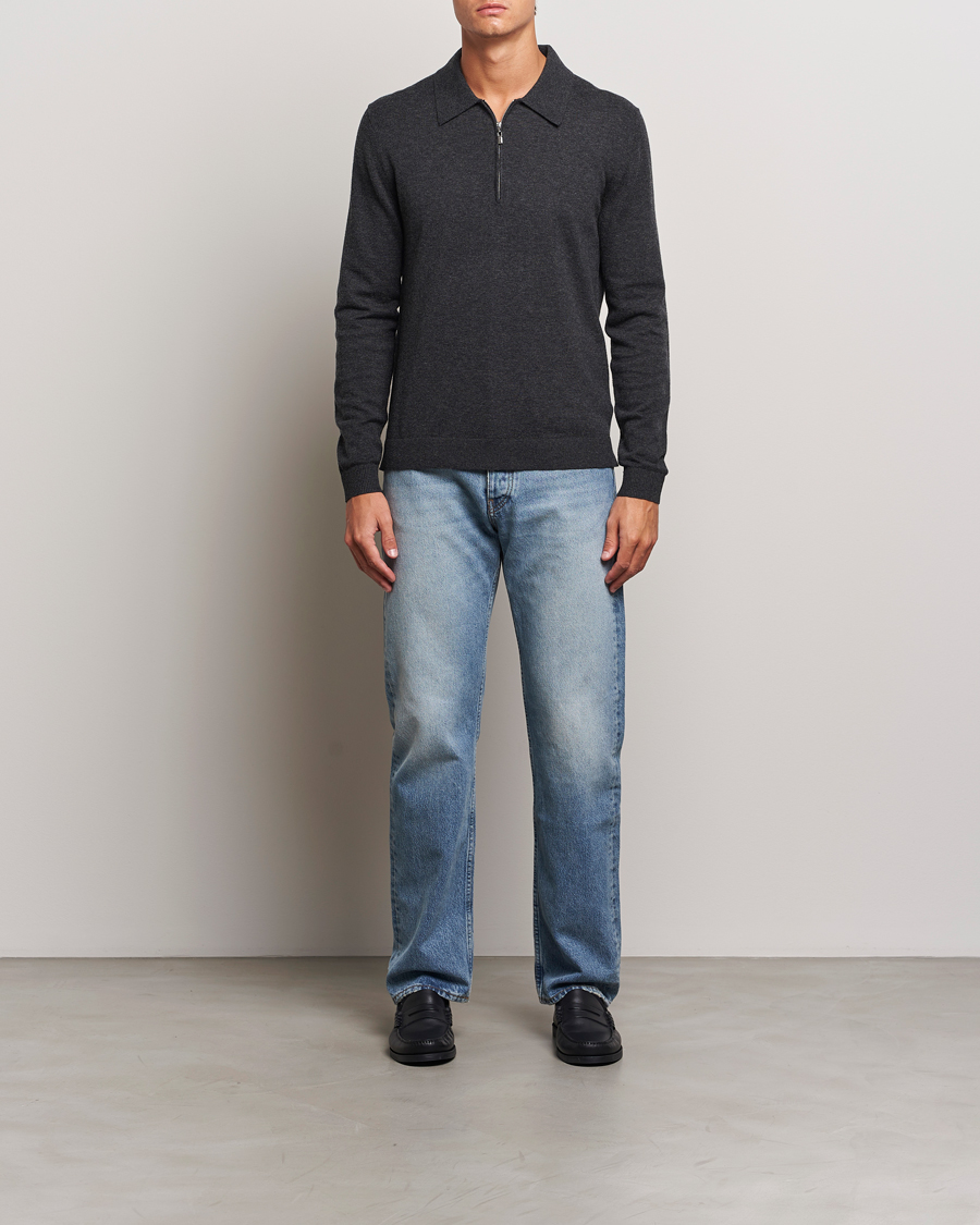 Herr | Tröjor | Tiger of Sweden | Orbit Wool/Cotton Half Zip Charcoal