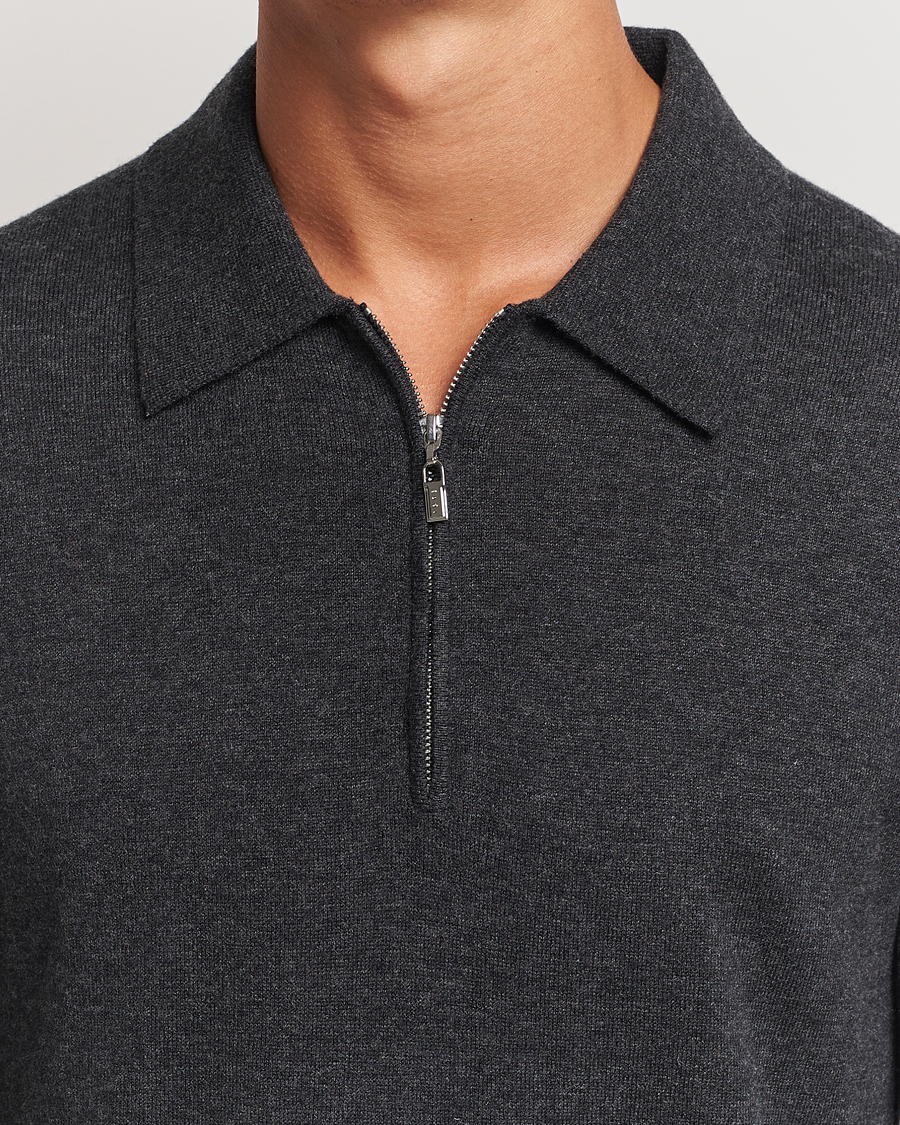 Herr | Tröjor | Tiger of Sweden | Orbit Wool/Cotton Half Zip Charcoal