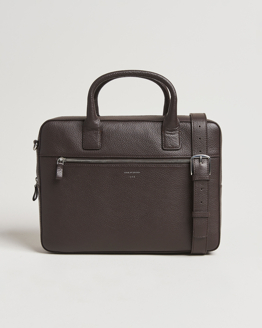 Herr | Tiger of Sweden Beckholmen Leather Briefcase Dark Brown | Tiger of Sweden | Beckholmen Leather Briefcase Dark Brown