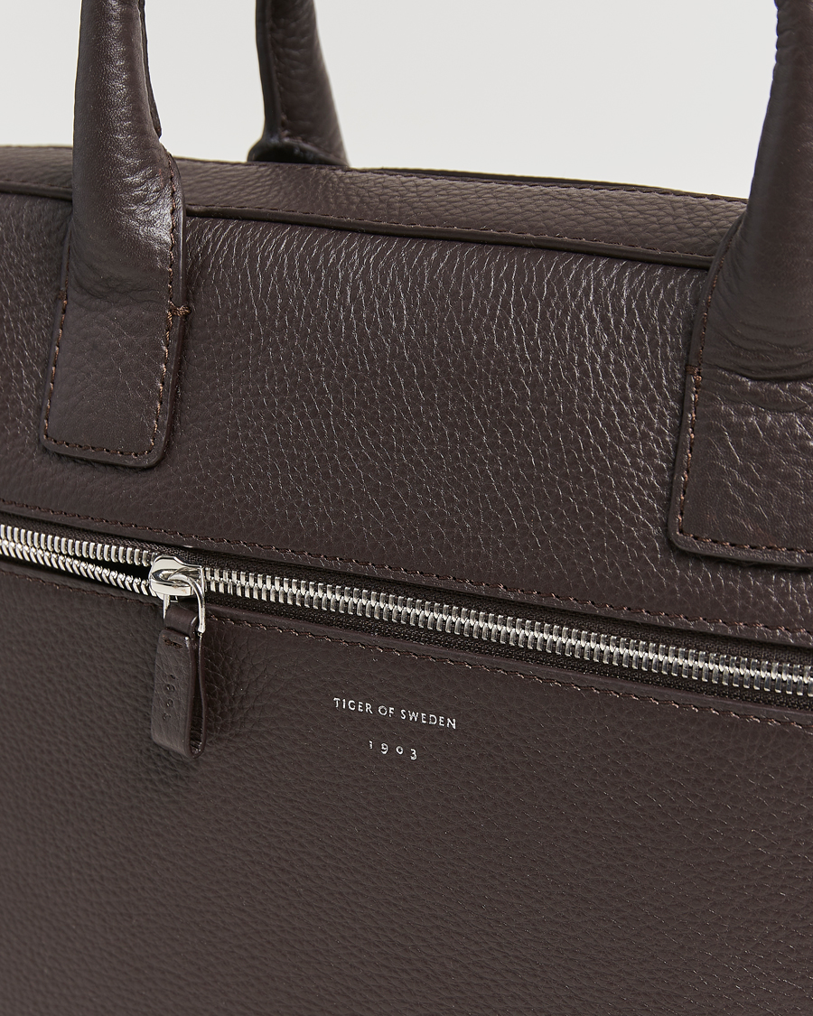 Herr | Tiger of Sweden Beckholmen Leather Briefcase Dark Brown | Tiger of Sweden | Beckholmen Leather Briefcase Dark Brown
