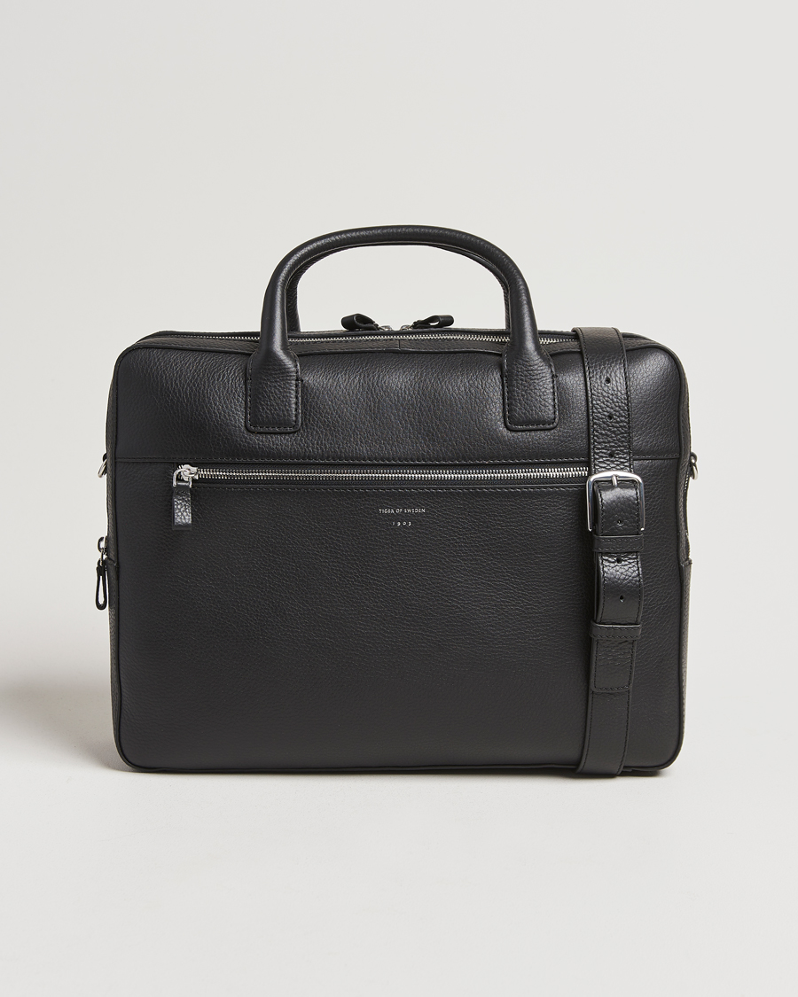 Herr | Tiger of Sweden Beridare Double Zip Leather Briefcase Black | Tiger of Sweden | Beridare Double Zip Leather Briefcase Black
