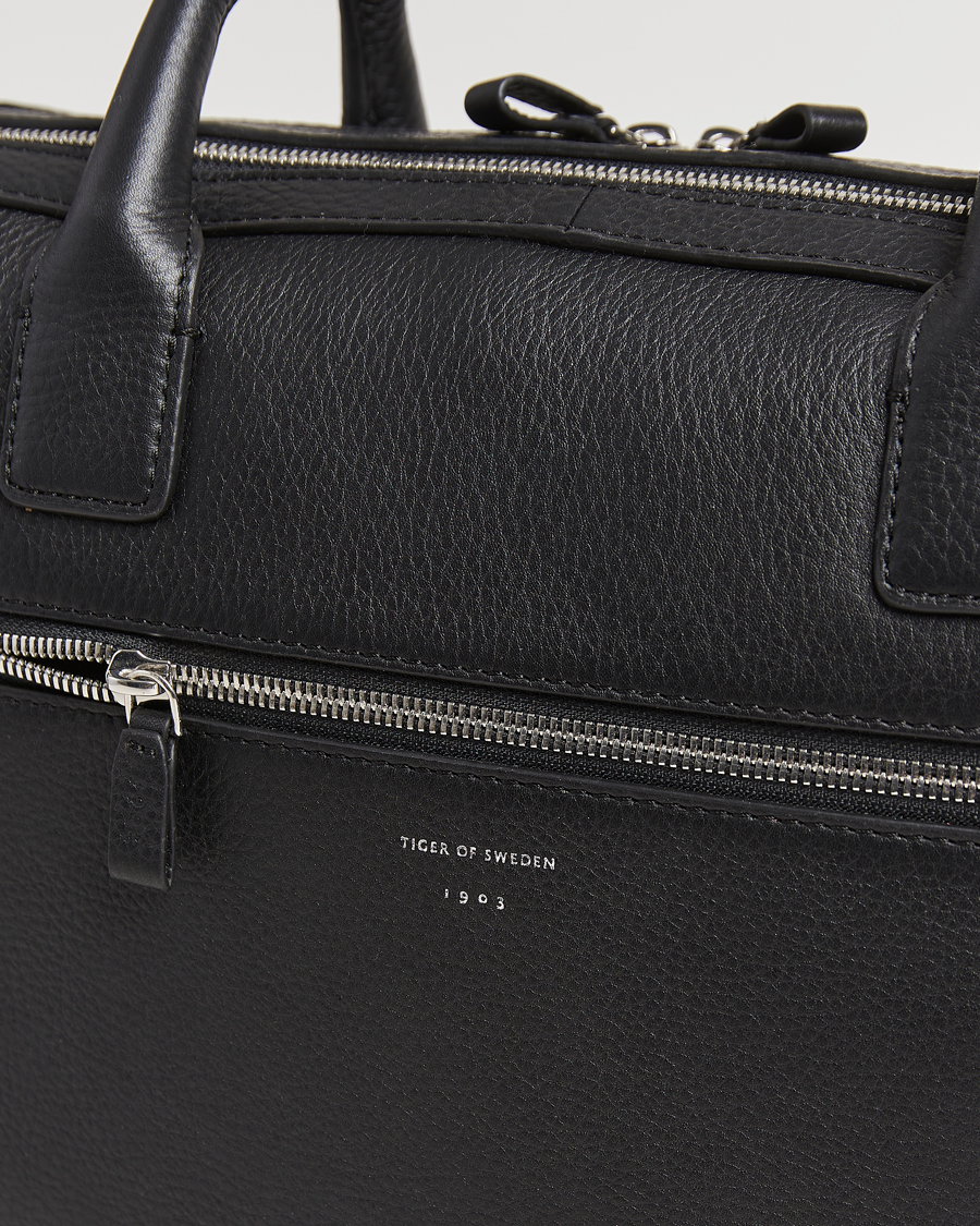 Herr | Tiger of Sweden Beridare Double Zip Leather Briefcase Black | Tiger of Sweden | Beridare Double Zip Leather Briefcase Black