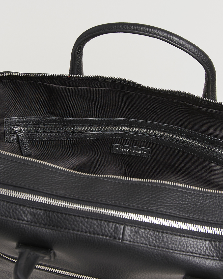 Herr | Tiger of Sweden Beridare Double Zip Leather Briefcase Black | Tiger of Sweden | Beridare Double Zip Leather Briefcase Black