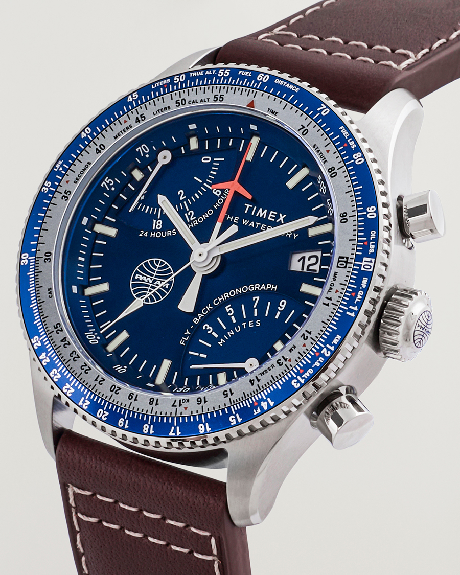 Herr | Timex Pan Am Flyback Chronograph 43mm Blue Dial | Timex | Pan Am Flyback Chronograph 43mm Blue Dial
