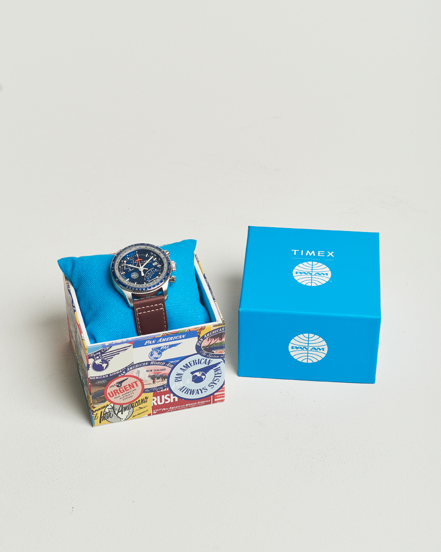 Herr | Timex Pan Am Flyback Chronograph 43mm Blue Dial | Timex | Pan Am Flyback Chronograph 43mm Blue Dial