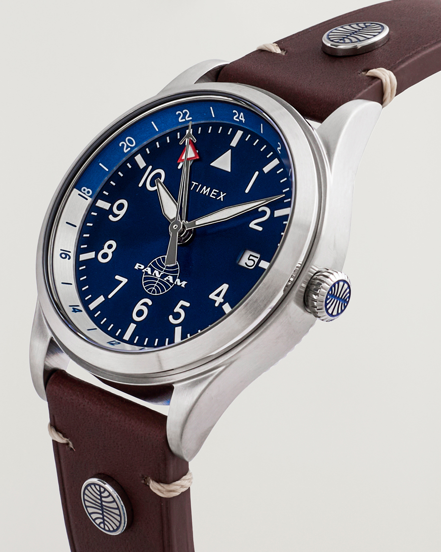 Herr | Timex Pan Am GMT Stainless Steel 39mm Blue Dial | Timex | Pan Am GMT Stainless Steel 39mm Blue Dial