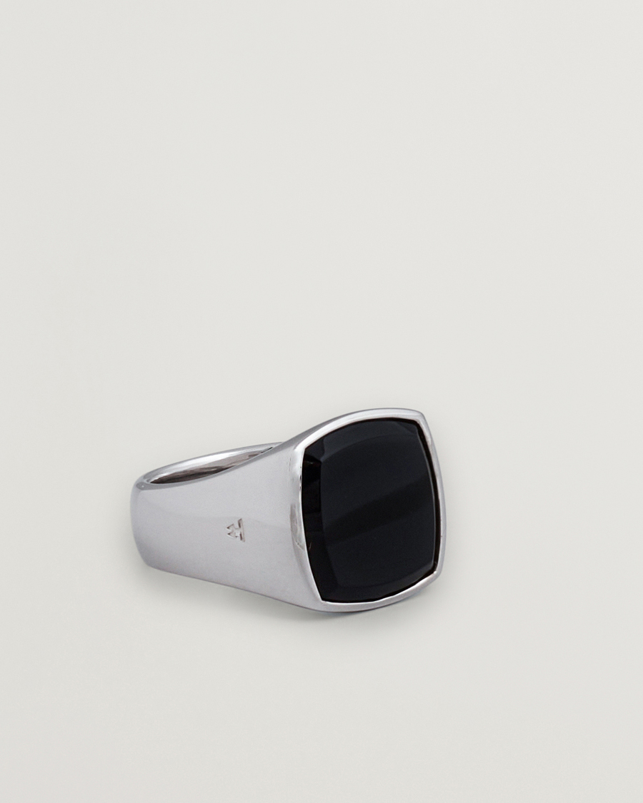 Herr | Smycken | Tom Wood | Cushion Polished Black Onyx Ring Silver