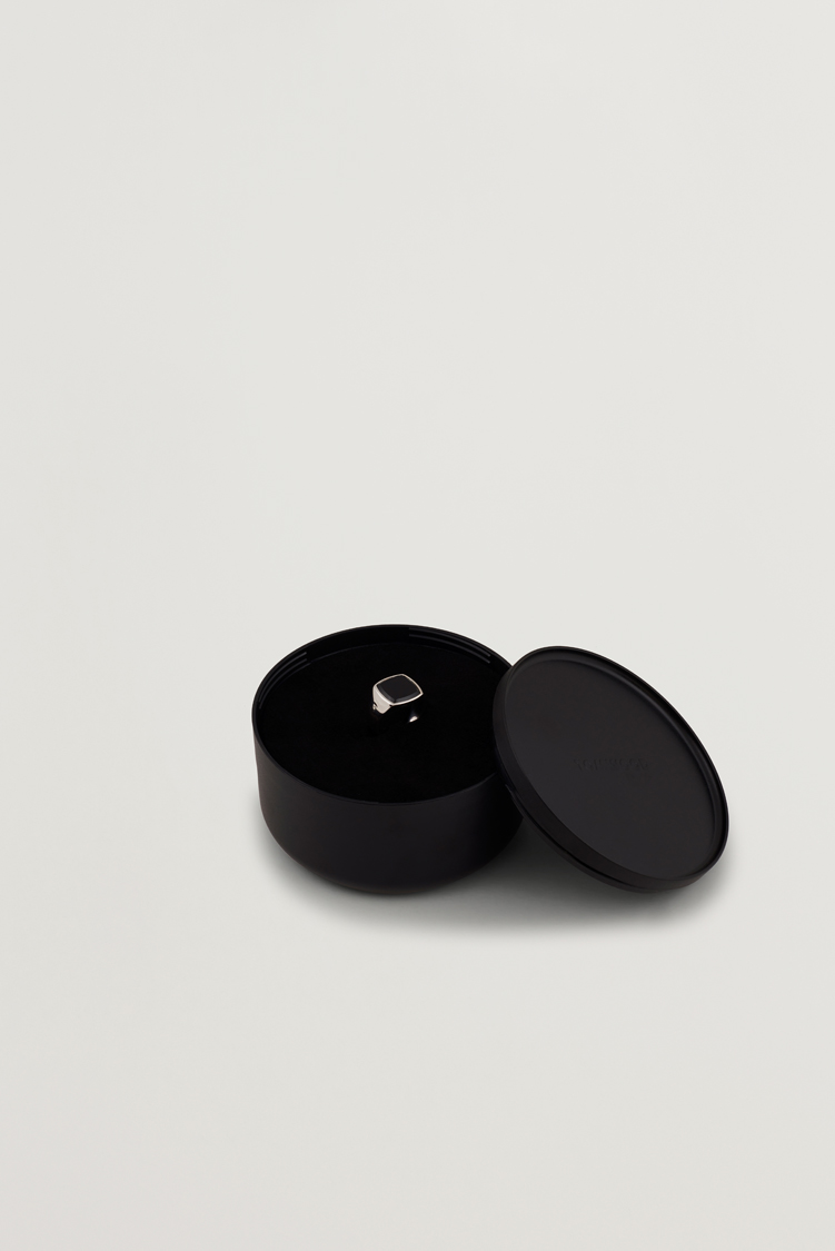 Herr | Smycken | Tom Wood | Cushion Polished Black Onyx Ring Silver