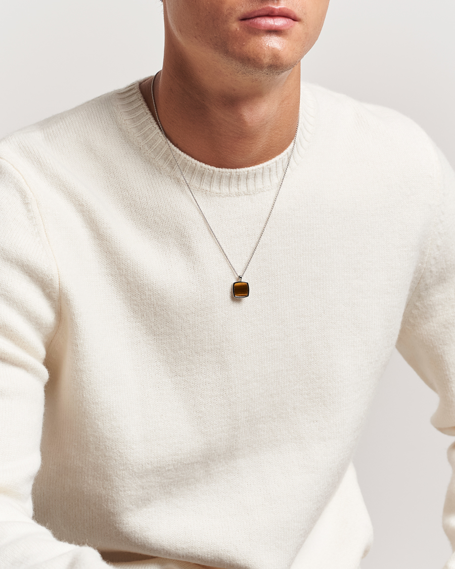 Herr | Smycken | Tom Wood | Cushion Pendant Tiger Eye Silver