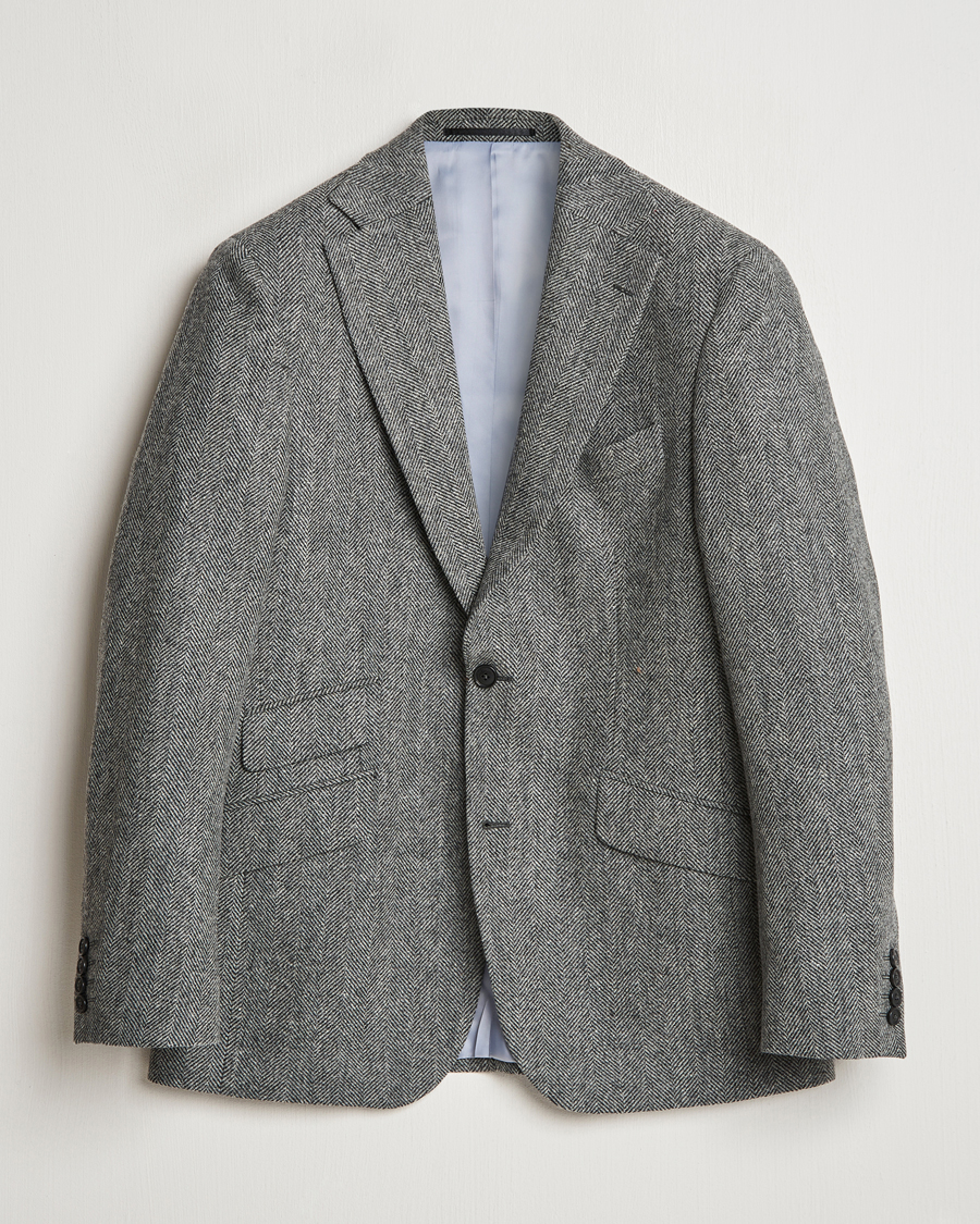 Herr | Kavajer | Walker Slater | Edward Lambswool Herringbone Blazer Dark Grey