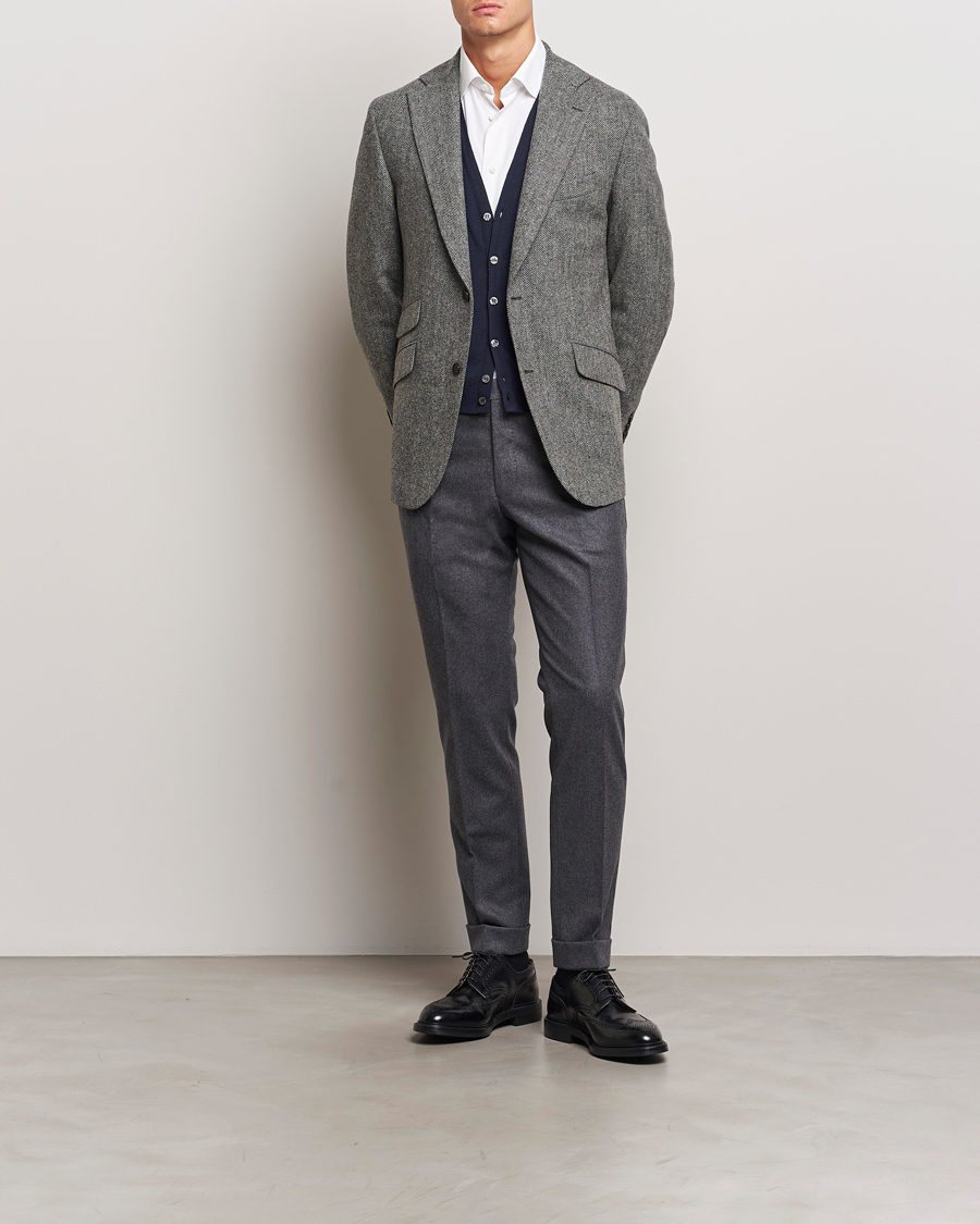 Herr | Kavajer | Walker Slater | Edward Lambswool Herringbone Blazer Dark Grey