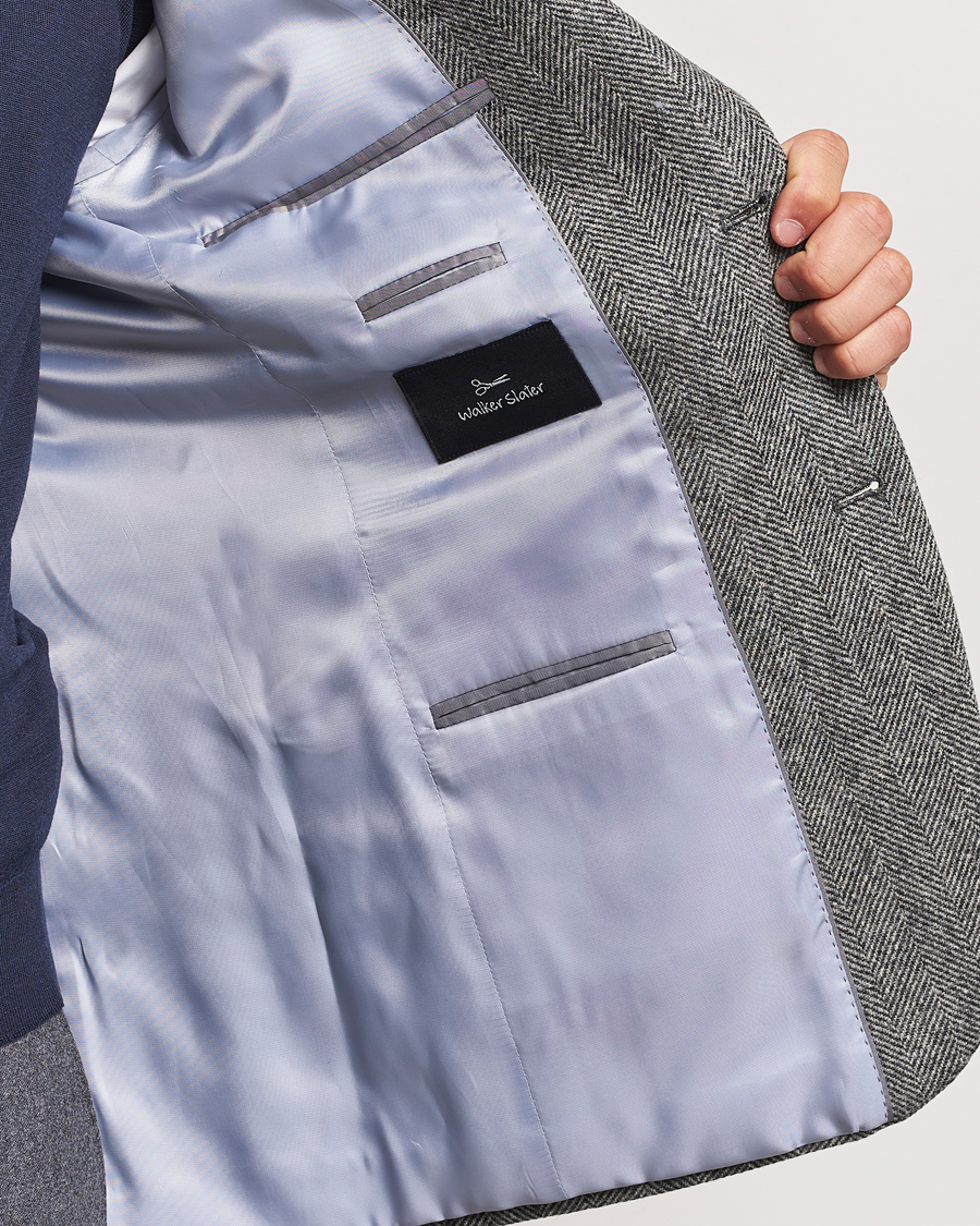 Herr | Kavajer | Walker Slater | Edward Lambswool Herringbone Blazer Dark Grey
