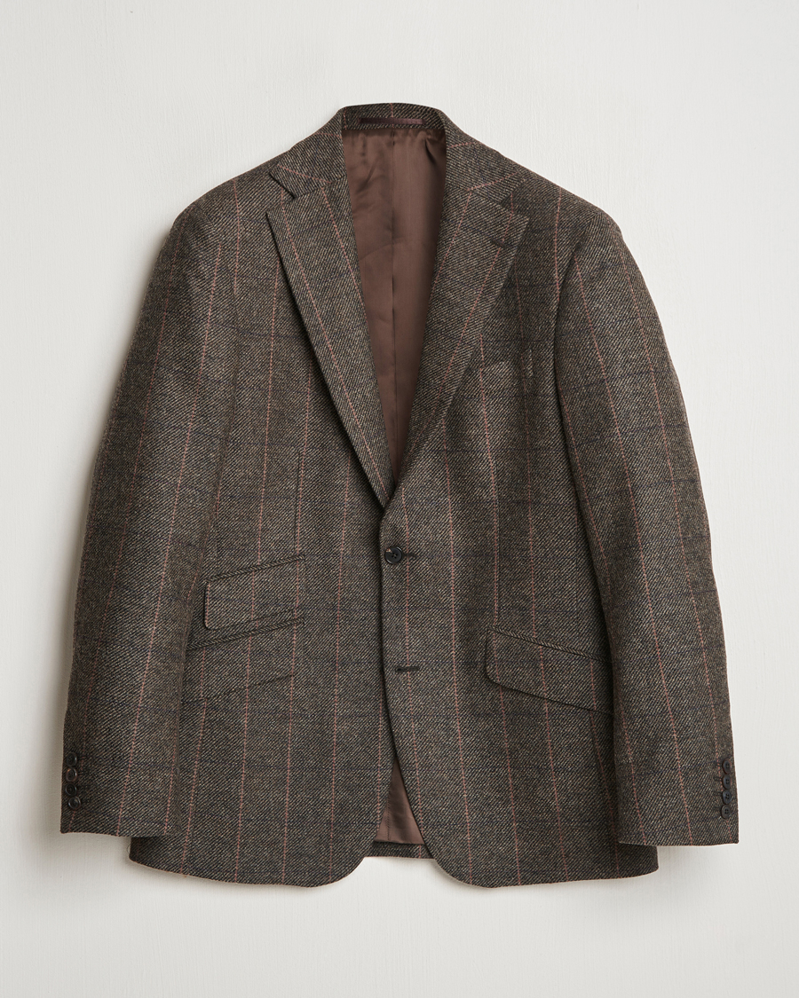 Herr | Kavajer | Walker Slater | Edward Lambswool Windowpane Blazer Brown