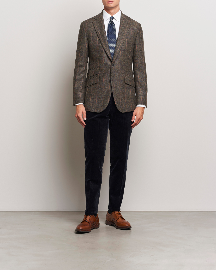 Herr | Kavajer | Walker Slater | Edward Lambswool Windowpane Blazer Brown