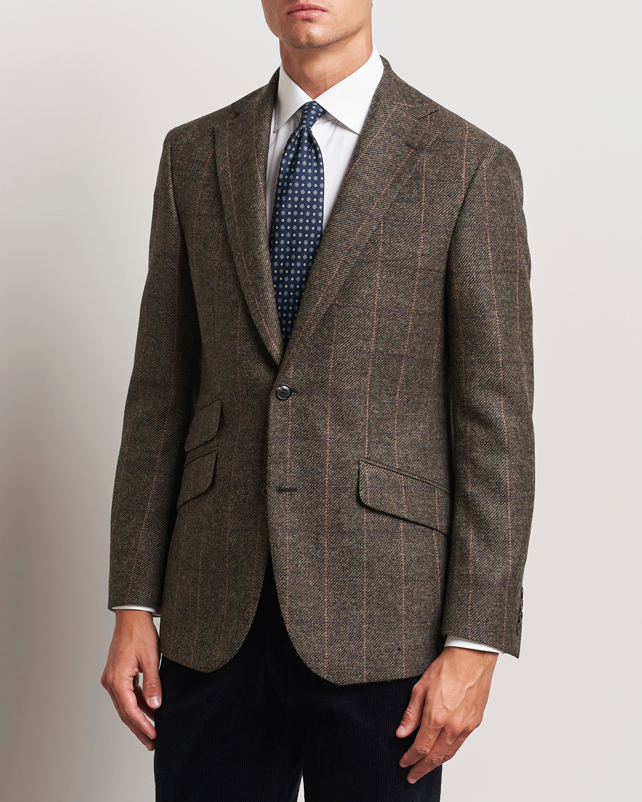 Herr | Kavajer | Walker Slater | Edward Lambswool Windowpane Blazer Brown