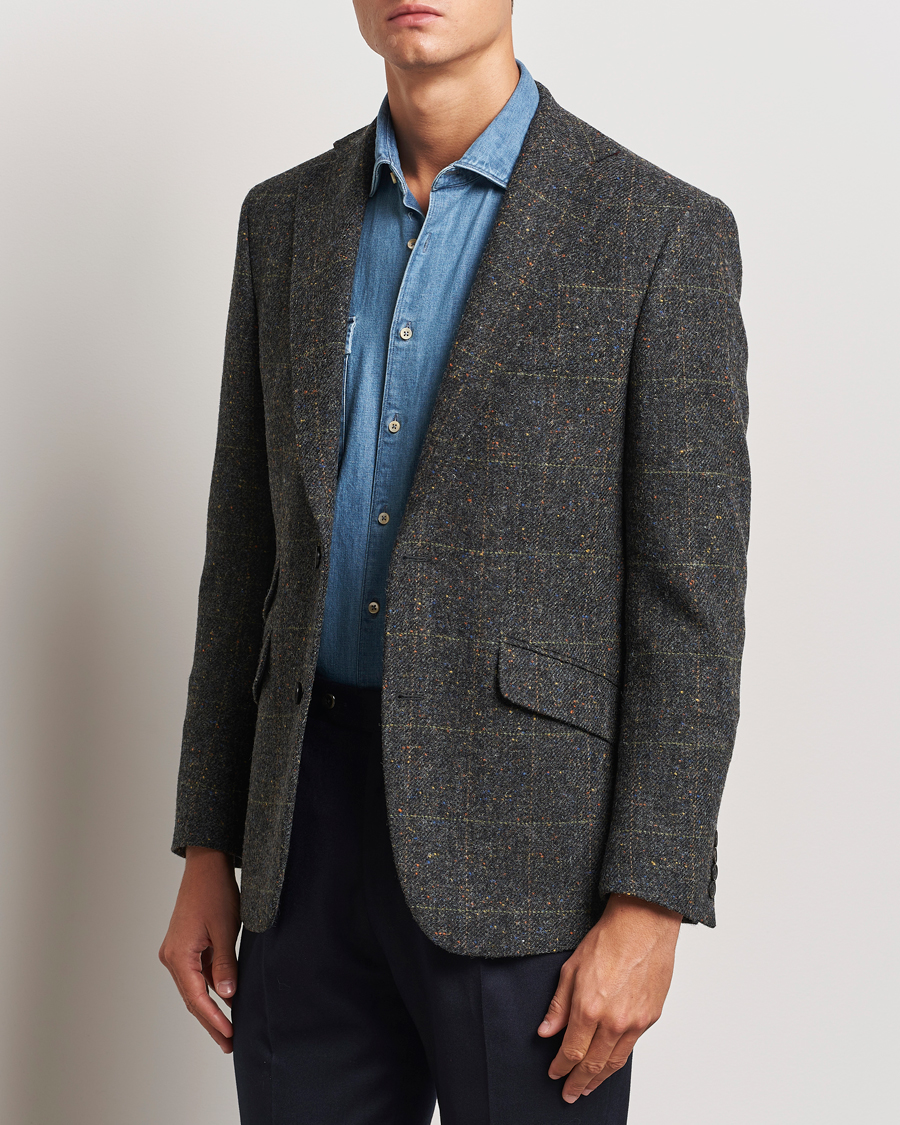 Herr | Kavajer | Walker Slater | Edward Wool Donegal Windowpane Blazer Dark Grey