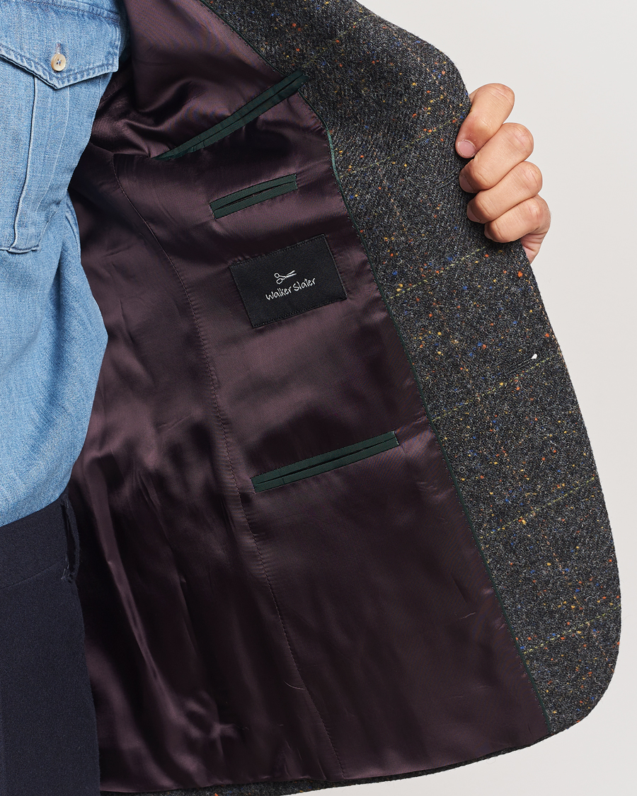 Herr | Kavajer | Walker Slater | Edward Wool Donegal Windowpane Blazer Dark Grey