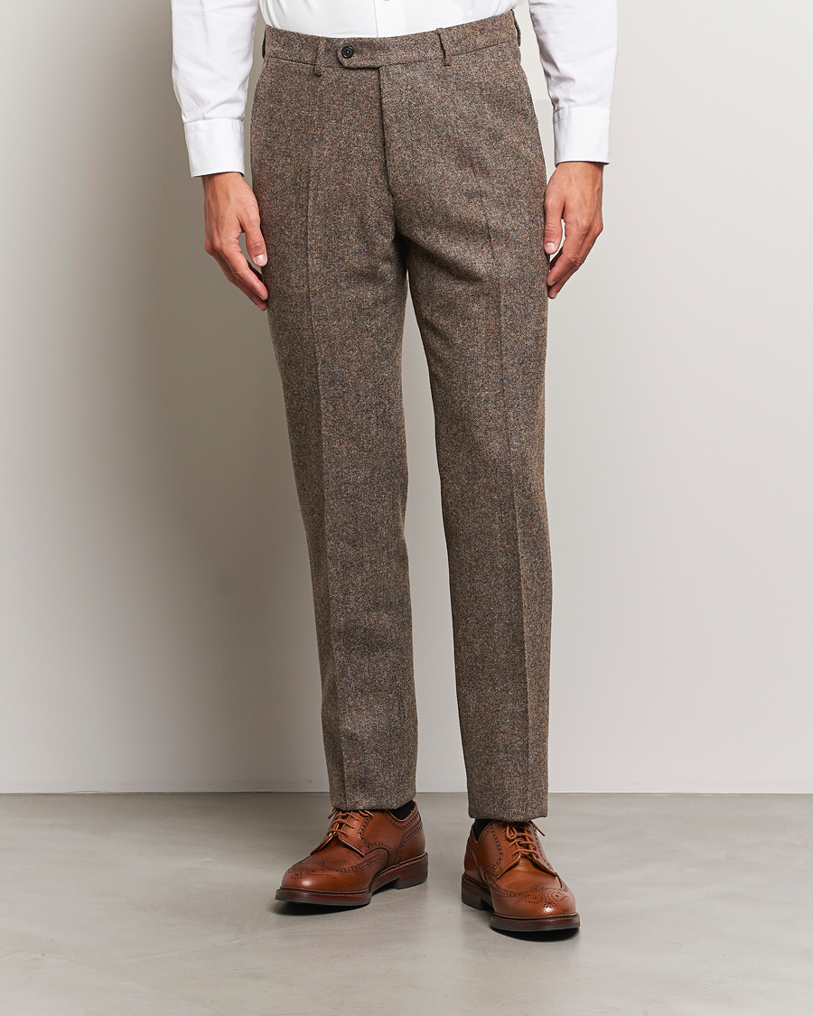 Herr | Byxor | Walker Slater | Edward Wool Donegal Trousers Brown