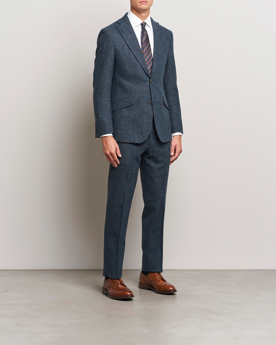 Herr | Byxor | Walker Slater | Edward Wool Donegal Trousers Navy