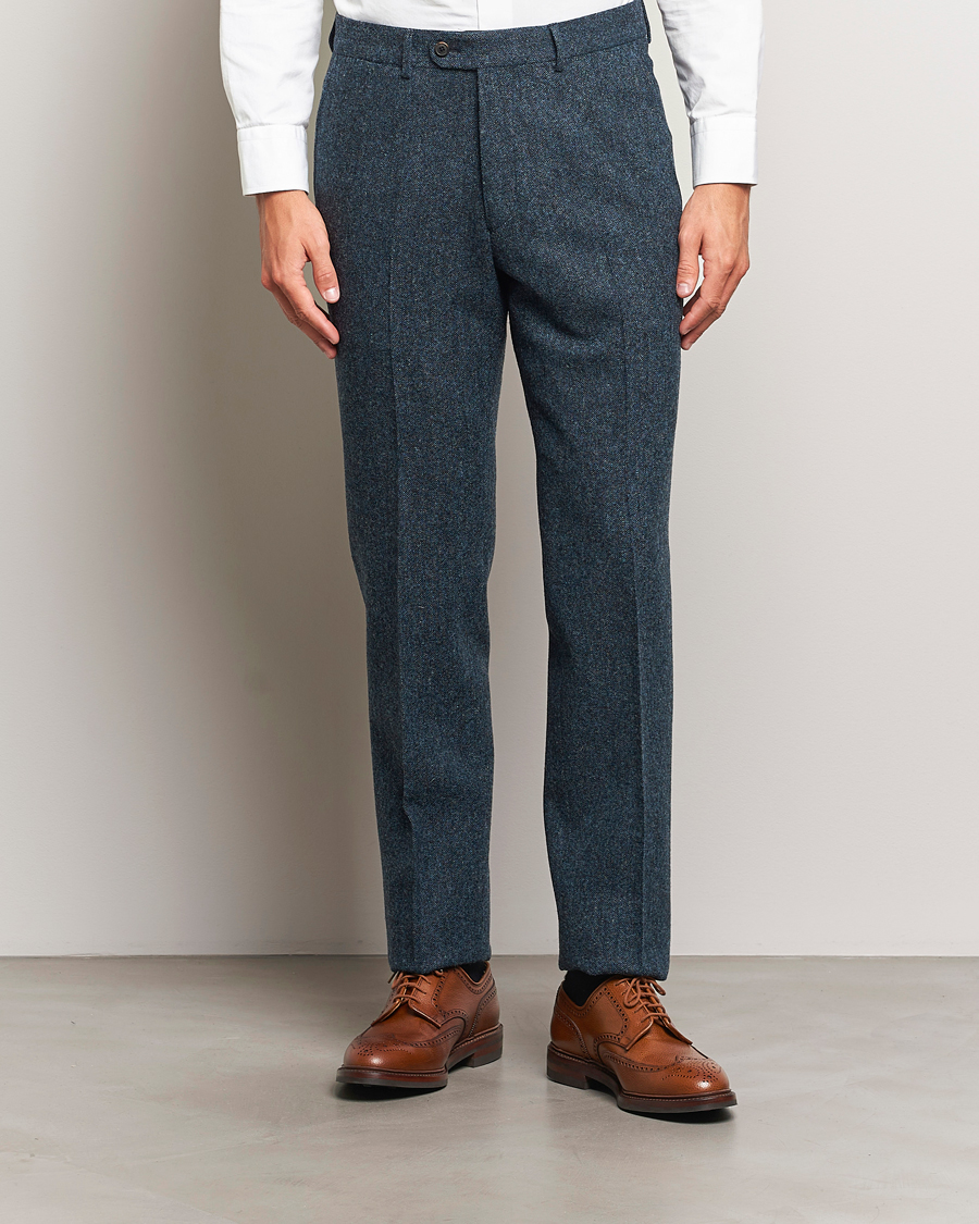Herr | Byxor | Walker Slater | Edward Wool Donegal Trousers Navy