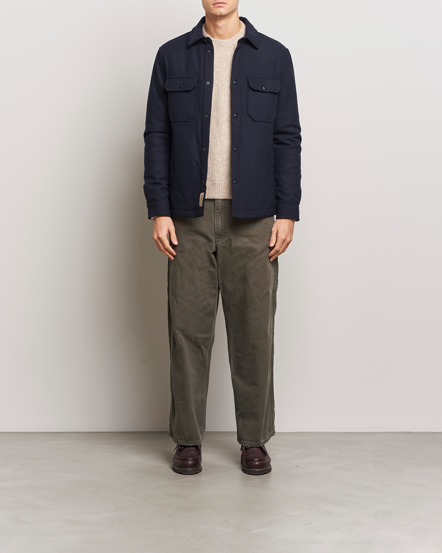 Herr | Jackor | Woolrich | Alaskan Melton Wool Overshirt Melton Blue