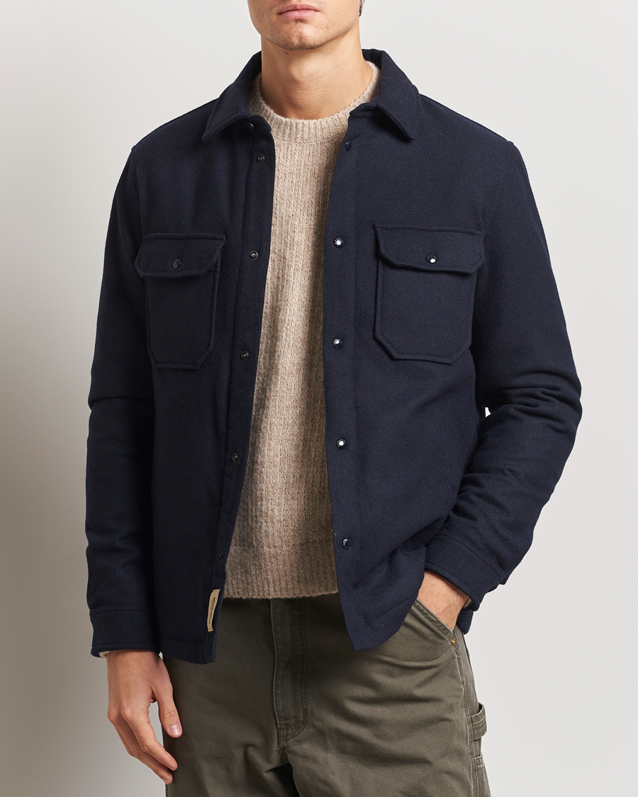Herr | Jackor | Woolrich | Alaskan Melton Wool Overshirt Melton Blue