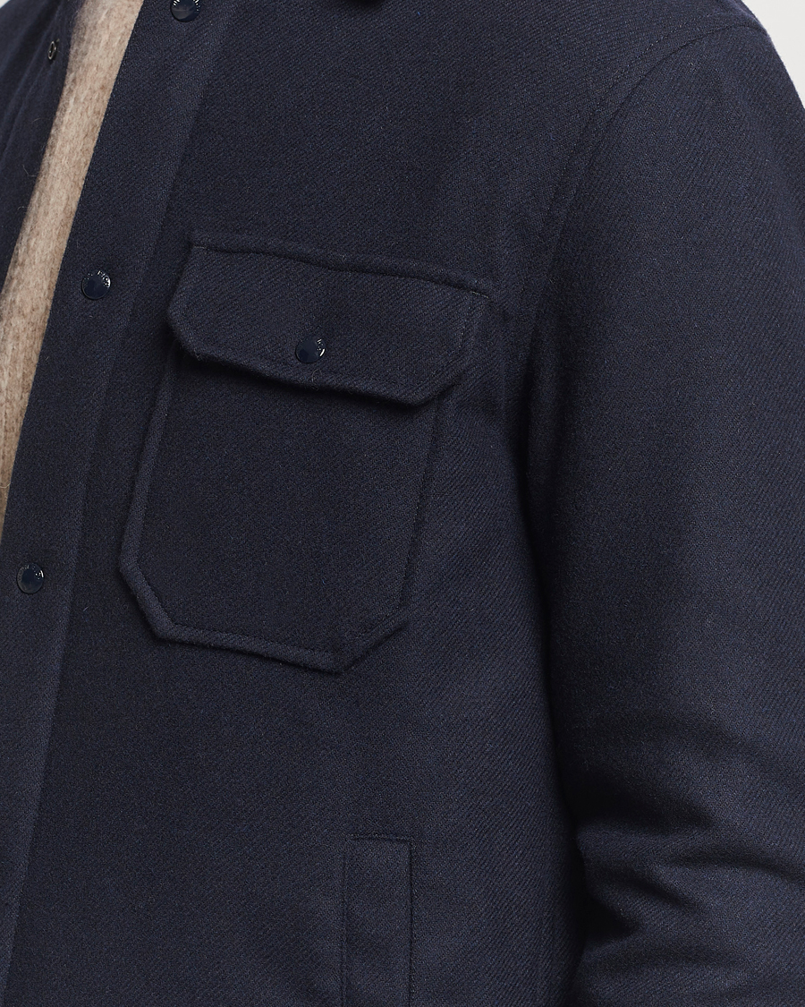 Herr | Jackor | Woolrich | Alaskan Melton Wool Overshirt Melton Blue