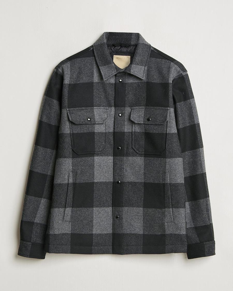 Herr | Jackor | Woolrich | Alaskan Melton Wool Overshirt Charcoal Buffalo