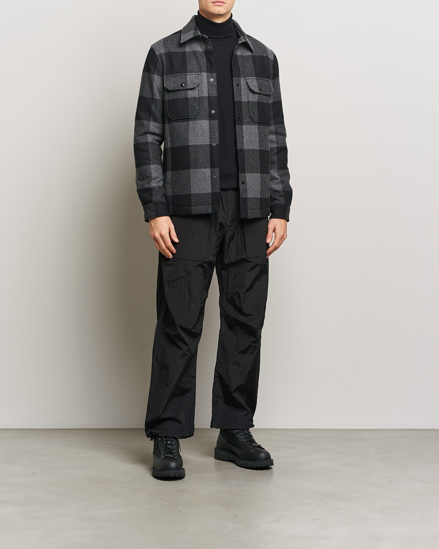 Herr | Jackor | Woolrich | Alaskan Melton Wool Overshirt Charcoal Buffalo
