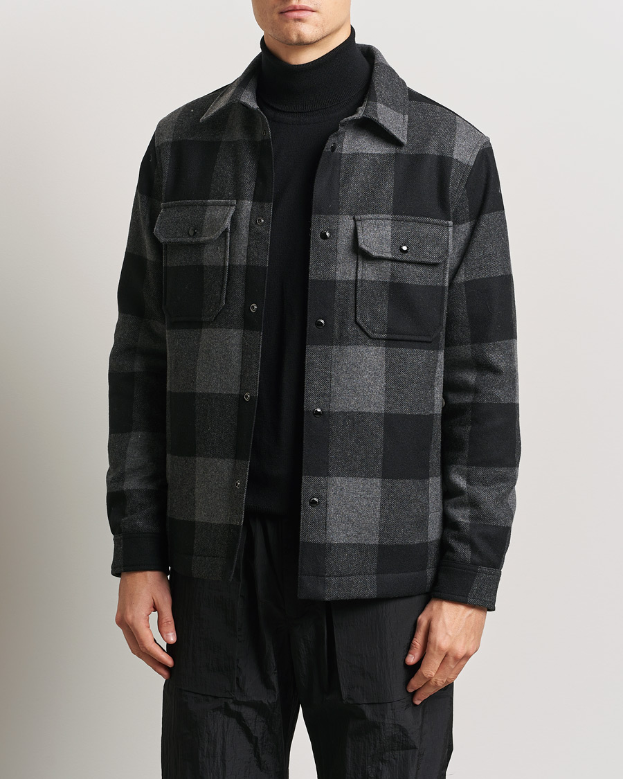 Herr | Jackor | Woolrich | Alaskan Melton Wool Overshirt Charcoal Buffalo