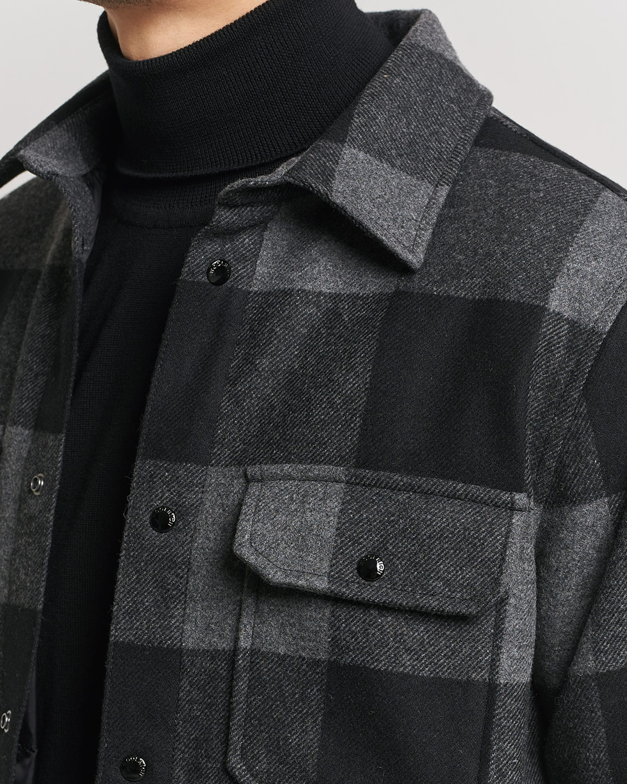 Herr | Jackor | Woolrich | Alaskan Melton Wool Overshirt Charcoal Buffalo